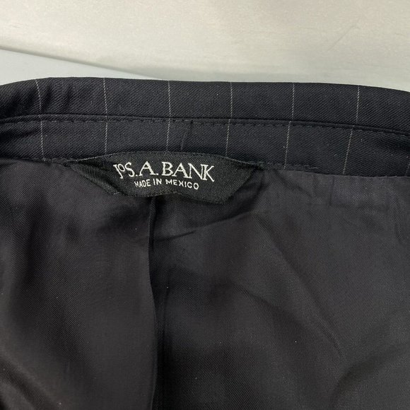 Jos A Bank Blazer Sport Coat Suit Jacket Gordon Wool Striped Black Mens 50L - Picture 6 of 12